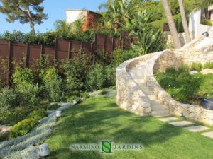 Garden and lawn near Beaulieu sur Mer by Narmino Jardins