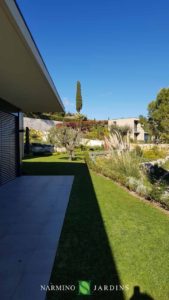 A view of one of the villas and its gardens